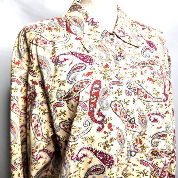 Elizabeth by Liz Claiborne Paisley Snap Front Top Plus Size 18 Vintage Cotton - Picture 16 of 16
